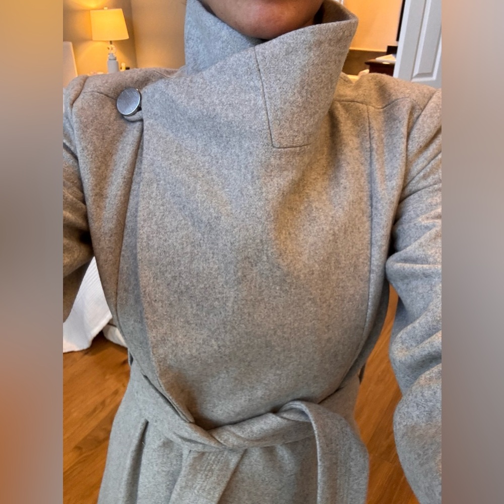 Gray Wool Funnel Neck Coat. Size 2